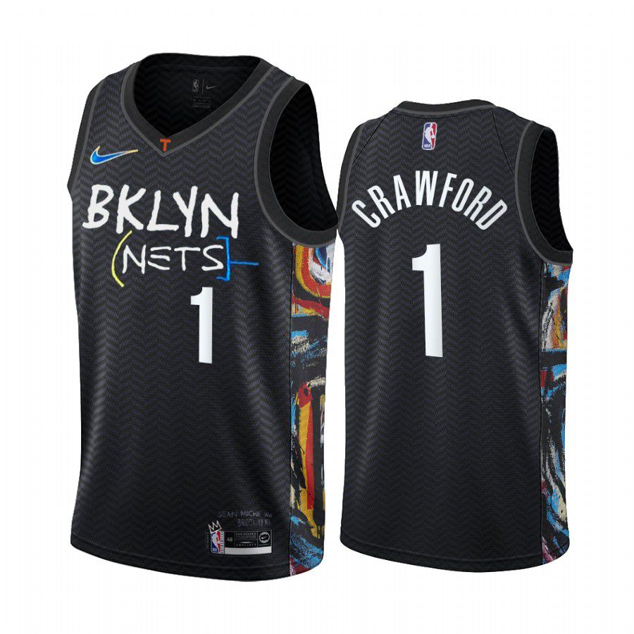 Men Brooklyn Nets #1 jamal crawford black city edition honor basquiat 2020 nba jersey->customized nba jersey->Custom Jersey